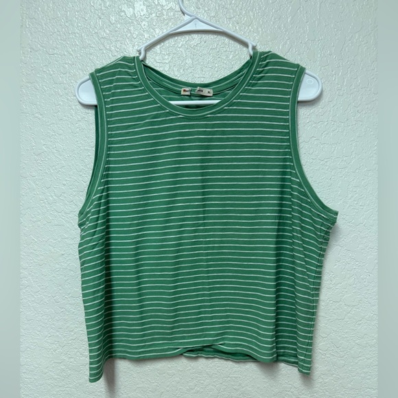 MARINE LAYER Green and White Lydia Textured Striped Tank Top Size XL - Picture 9 of 16